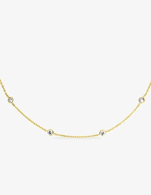 Collier chaîne forçat plaqué or et 12 oxydes de zirconium 3 mm sertis clos SO OR