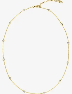 Collier chaîne forçat plaqué or et 12 oxydes de zirconium 3 mm sertis clos SO OR