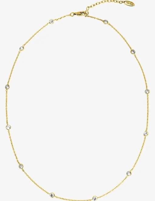 Collier chaîne forçat plaqué or et 12 oxydes de zirconium 3 mm sertis clos SO OR