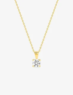 Collier chaîne forçat plaqué or et oxyde de zirconium 6 mm serti griffes SO OR