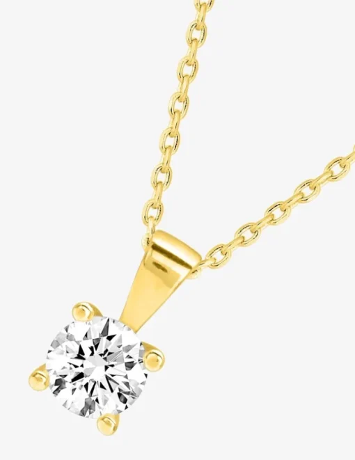 Collier chaîne forçat plaqué or et oxyde de zirconium 6 mm serti griffes SO OR