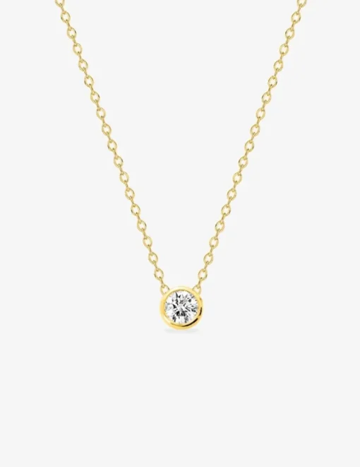 Collier chaîne forçat plaqué or et oxyde de zirconium 5 mm serti clos SO OR