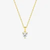 Collier chaîne forçat plaqué or et oxyde de zirconium cœur serti griffes sur bélière SO OR