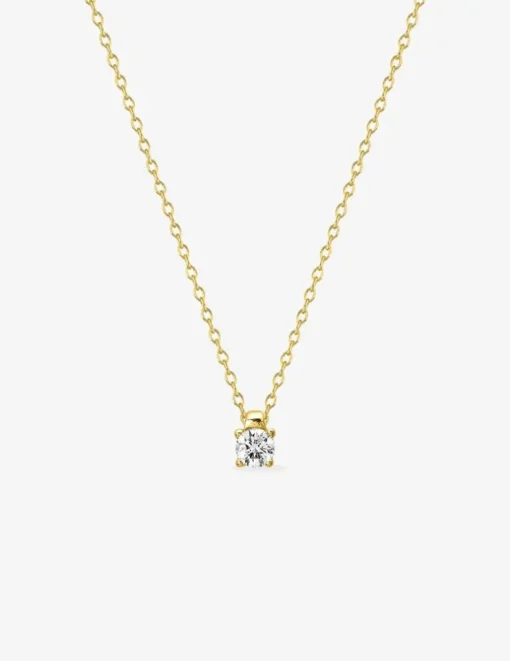 Collier chaîne forçat plaqué or et oxyde de zirconium 4 mm serti griffes SO OR