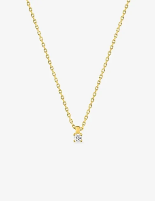 Collier chaîne forçat plaqué or et oxyde de zirconium 3 mm serti griffes SO OR