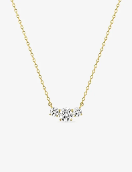 Collier chaîne forçat trilogie plaqué or et oxydes de zirconium sertis griffes SO OR