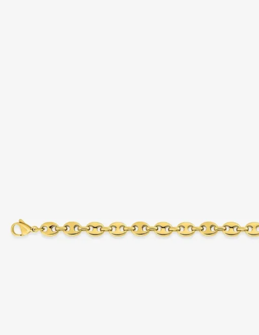 Collier chaîne grain de café en acier doré 7 mm de largeur SO OR