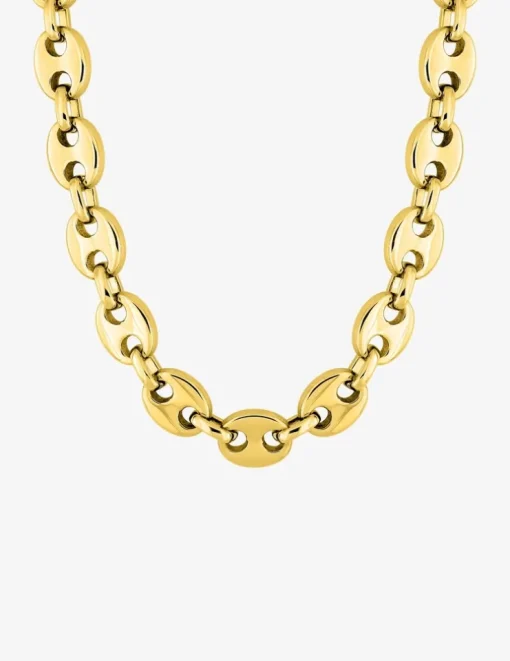 Collier chaîne grain de café en acier doré 7 mm de largeur SO OR