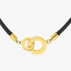 Collier cordon nylon noir et détails en acier doré SO OR