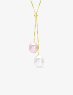 Collier cravate or jaune 375‰ et perles 8 mm SO OR