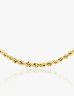 Collier creux maille corde or jaune 750 ‰ centre 4 mm SO OR