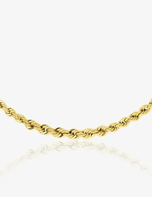Collier creux maille corde or jaune 750 ‰ centre 4 mm SO OR