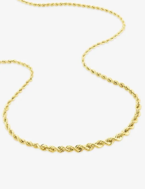 Collier creux maille corde or jaune 750 ‰ centre 4 mm SO OR