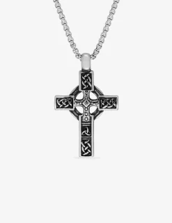 Collier croix fantaisie acier noirci SO OR