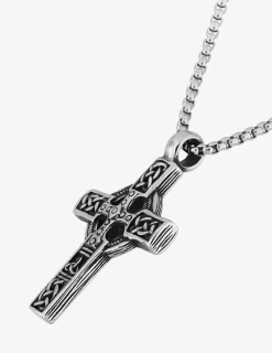 Collier croix fantaisie acier noirci SO OR