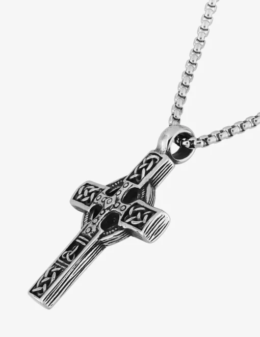 Collier croix fantaisie acier noirci SO OR