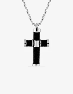 Collier croix noire acier SO OR