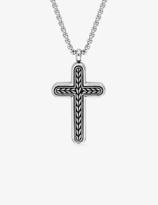 Collier croix épi acier SO OR