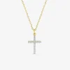 Collier croix plaqué or, rhodium et oxydes de zirconium SO OR