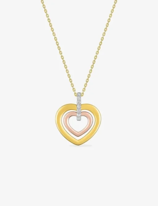 Collier cœur 3 ors 750 ‰ et oxyde de zirconium SO OR