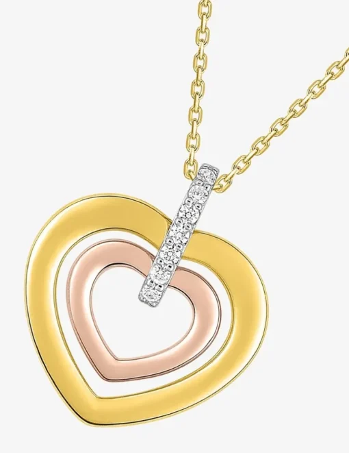 Collier cœur 3 ors 750 ‰ et oxyde de zirconium SO OR