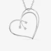 Collier cœur argent 925‰ rhodié et trilogie oxydes de zirconium SO OR
