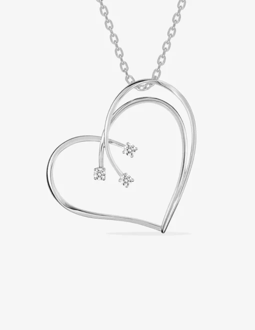Collier cœur argent 925‰ rhodié et trilogie oxydes de zirconium SO OR