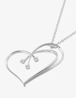 Collier cœur argent 925‰ rhodié et trilogie oxydes de zirconium SO OR