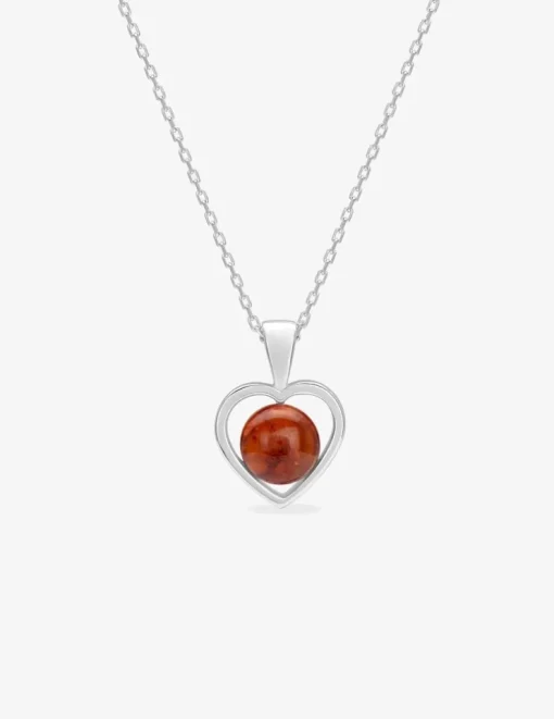 Collier cœur argent 925‰ rhodié et ambre SO OR
