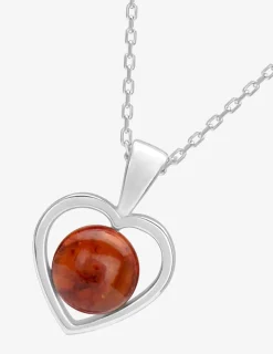 Collier cœur argent 925‰ rhodié et ambre SO OR