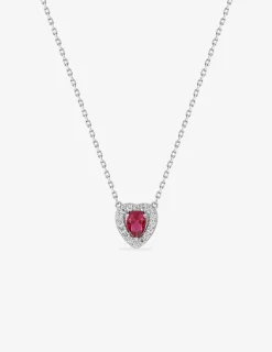 Collier cœur argent 925‰ rhodié et oxyde de zirconium rouge accompagné SO OR
