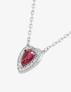 Collier cœur argent 925‰ rhodié et oxyde de zirconium rouge accompagné SO OR