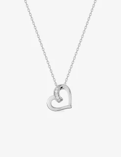 Collier cœur argent 925‰ rhodié et oxydes de zirconium SO OR