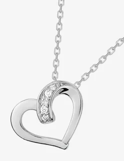 Collier cœur argent 925‰ rhodié et oxydes de zirconium SO OR