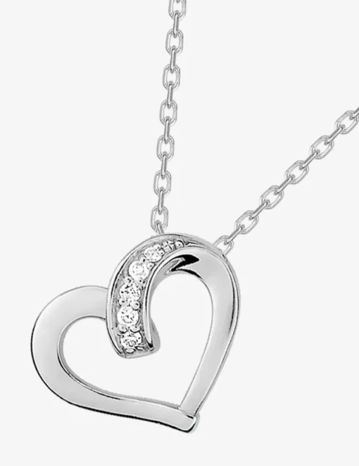 Collier cœur argent 925‰ rhodié et oxydes de zirconium SO OR