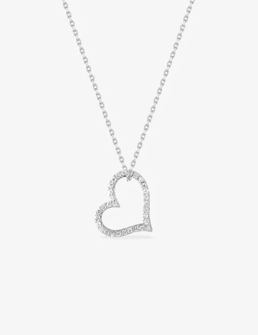 Collier cœur argent 925‰ rhodié et oxydes de zirconium SO OR