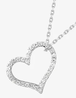 Collier cœur argent 925‰ rhodié et oxydes de zirconium SO OR