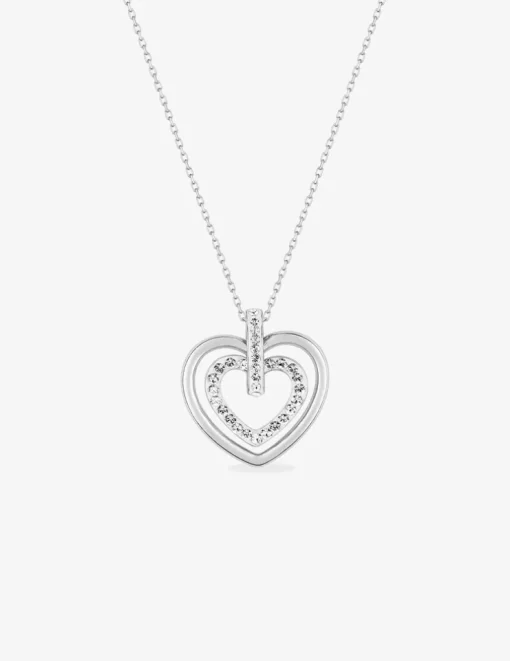 Collier cœur avec strass or blanc 375 ‰ SO OR