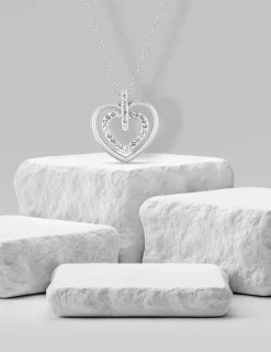 Collier cœur avec strass or blanc 375 ‰ SO OR