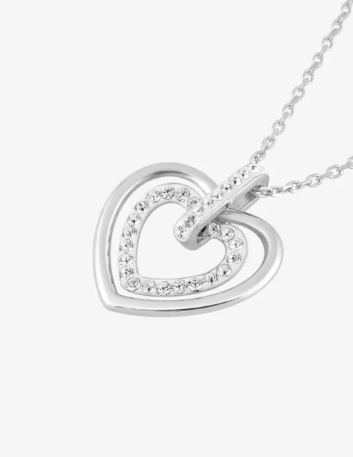 Collier cœur avec strass or blanc 375 ‰ SO OR