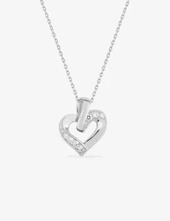 Collier cœur en argent 925‰ rhodié et oxydes de zirconium SO OR