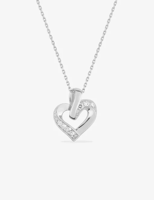 Collier cœur en argent 925‰ rhodié et oxydes de zirconium SO OR