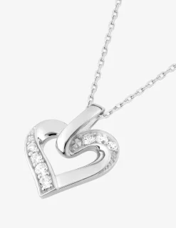 Collier cœur en argent 925‰ rhodié et oxydes de zirconium SO OR