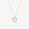 Collier cœur en or jaune 375 ‰ rhodié et oxyde de zirconium SO OR