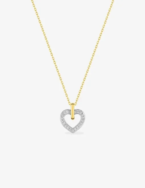 Collier cœur en or jaune 375 ‰ rhodié et oxyde de zirconium SO OR