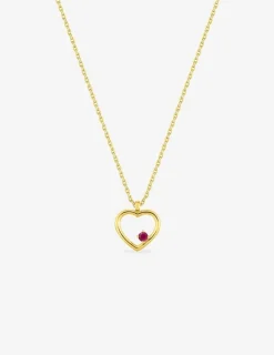 Collier cœur or jaune 750 ‰ et rubis SO OR