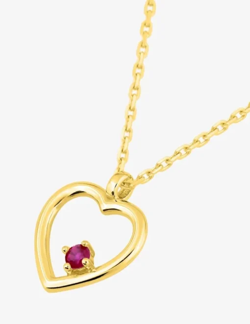 Collier cœur or jaune 750 ‰ et rubis SO OR