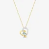 Collier cœur or jaune 375 ‰ rhodium et topaze bleue traitée SO OR