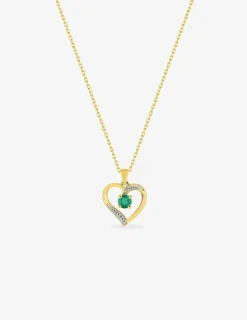 Collier cœur or jaune 375‰, émeraude SO OR