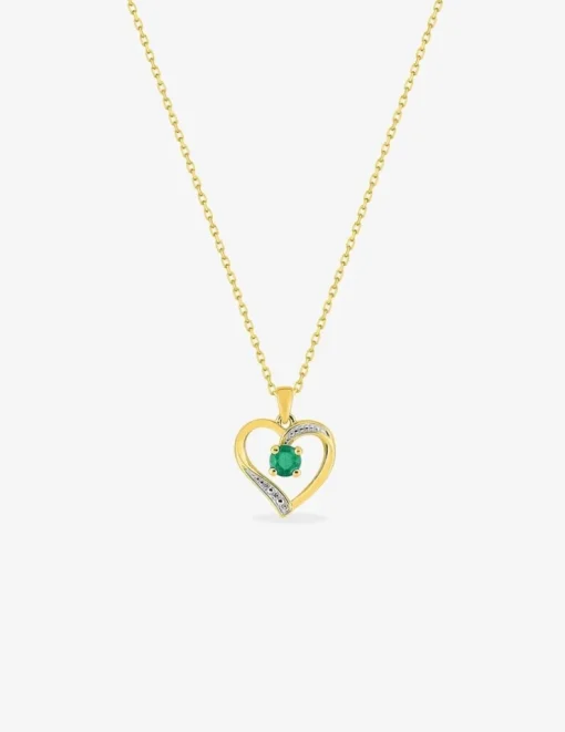 Collier cœur or jaune 375‰, émeraude SO OR